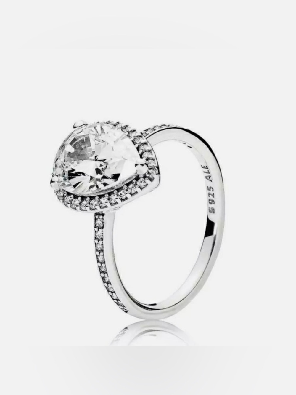 Pandora Silver Teardrop Halo Ring - cubic zirconia
